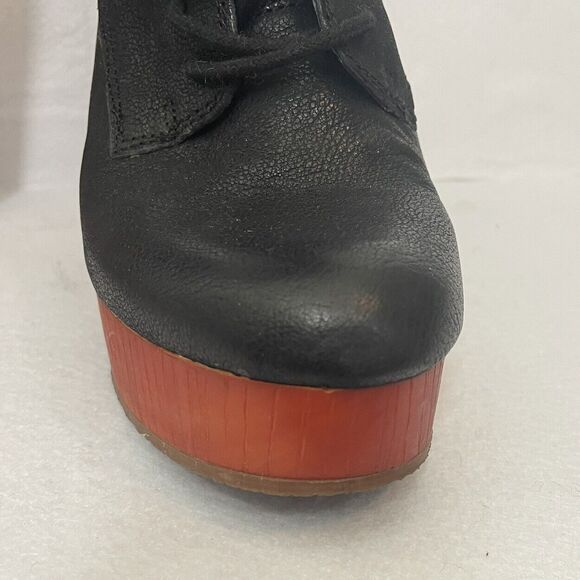 Lucky Brand Tafari Black Leather Platform Heeled Booties Women's Size 9 - Picture 4 of 15